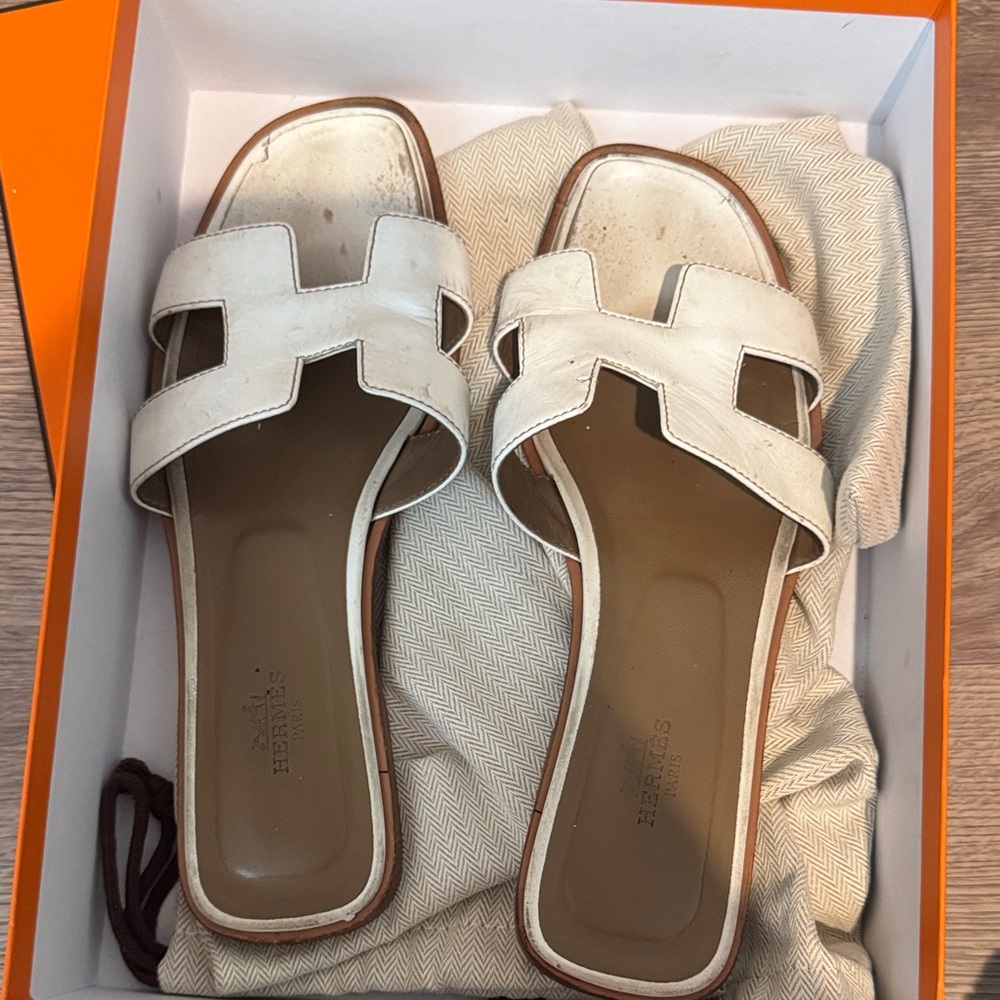 Hermes White Sandals